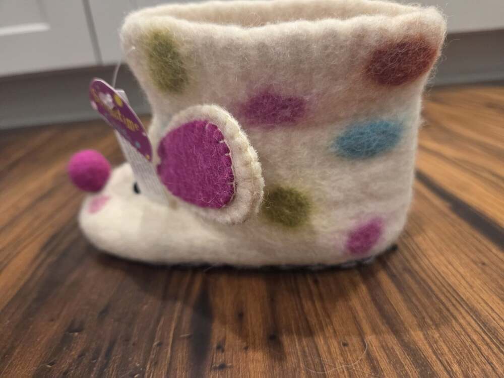 NWT Midwest CBK 100% Wool Mouse Bootie Slippers Polka Dot Kids Toddlers Sz 3-4 - Picture 4 of 16